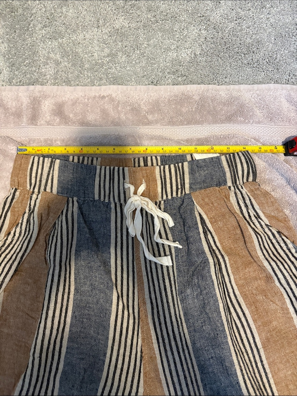 NWOT Cotierra Stripe Linen Blend Balloon Pants-Light Brown, Navy, Black, Beige - Picture 7 of 9